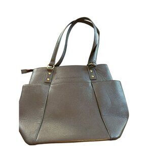 Ella Simone Weston Leather Tote Bag Black Everyday Large 17" X 11"